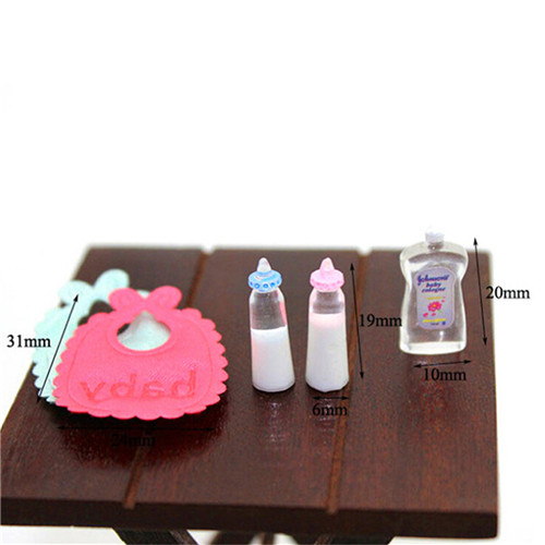 Resin Art Baby - 1:12 poppenhuis miniatuur babyflessen shampoo slabbetjes