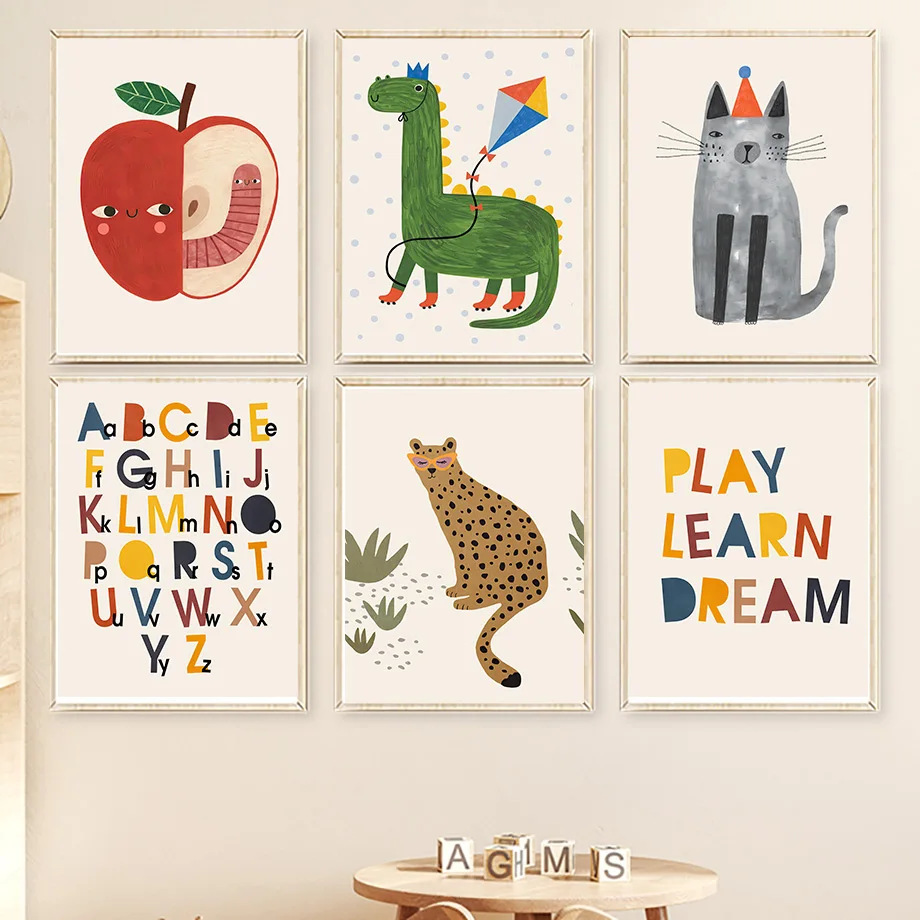 Resin Art Baby - Leuke Dinosaurus Kat Luipaard Appel Kinderkamer