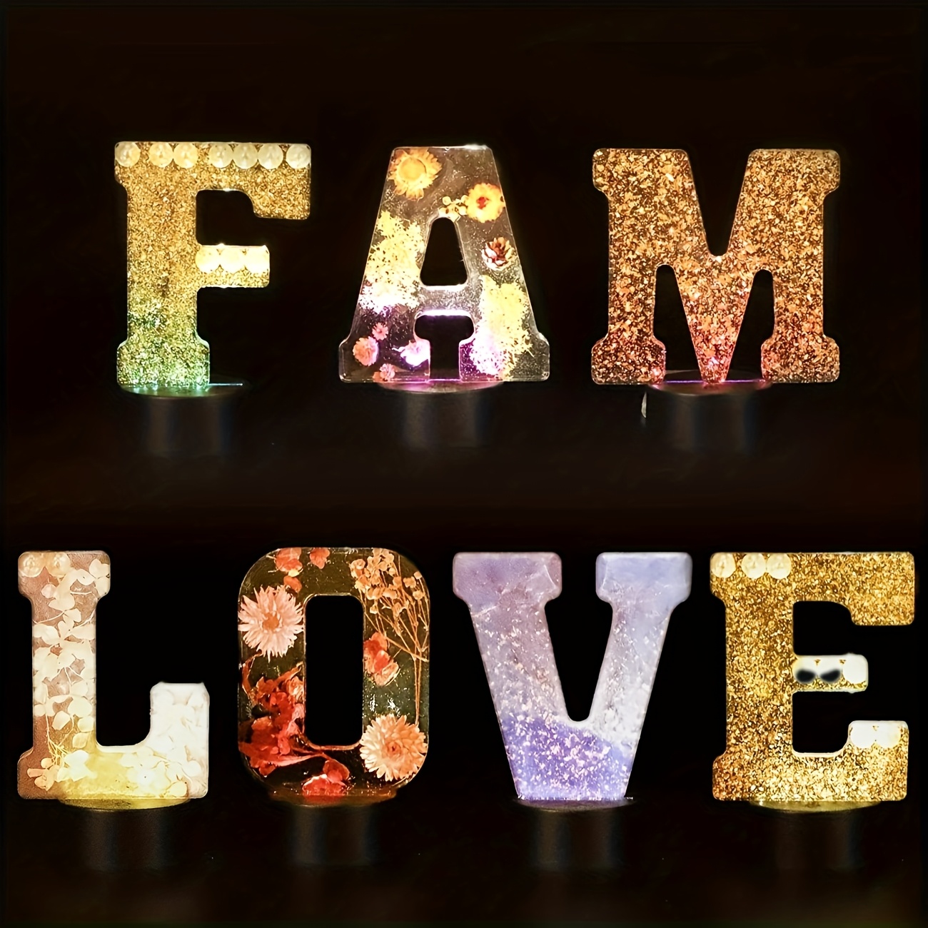 Resin Art Alphabet - 7-inch grote letterharsmal, 3D-harsmal voor hoofdletters,