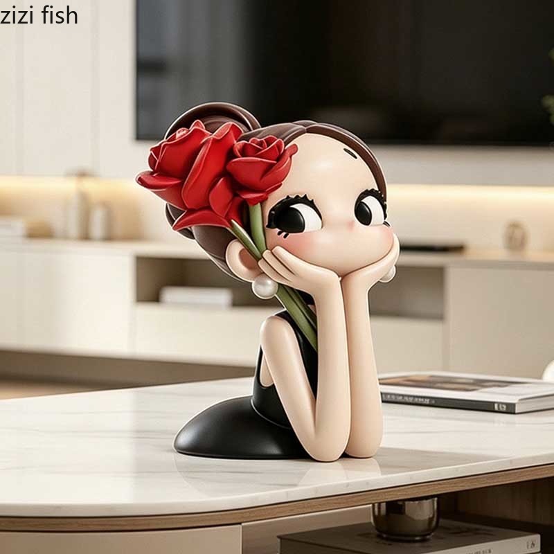 Schattig roze meisje buste sta - Resin Art Rose recensie en prijs